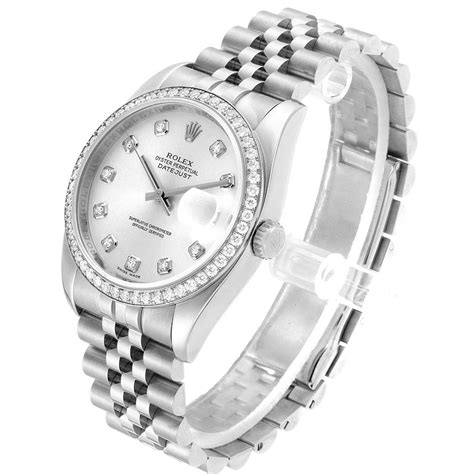 rolex date just silver dial 36|rolex datejust 36 diamond bezel.